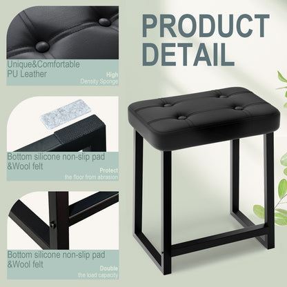 Teamix Vanity Stool Chair, 19" Makeup Stool with Footrest, 500 lb Capacity