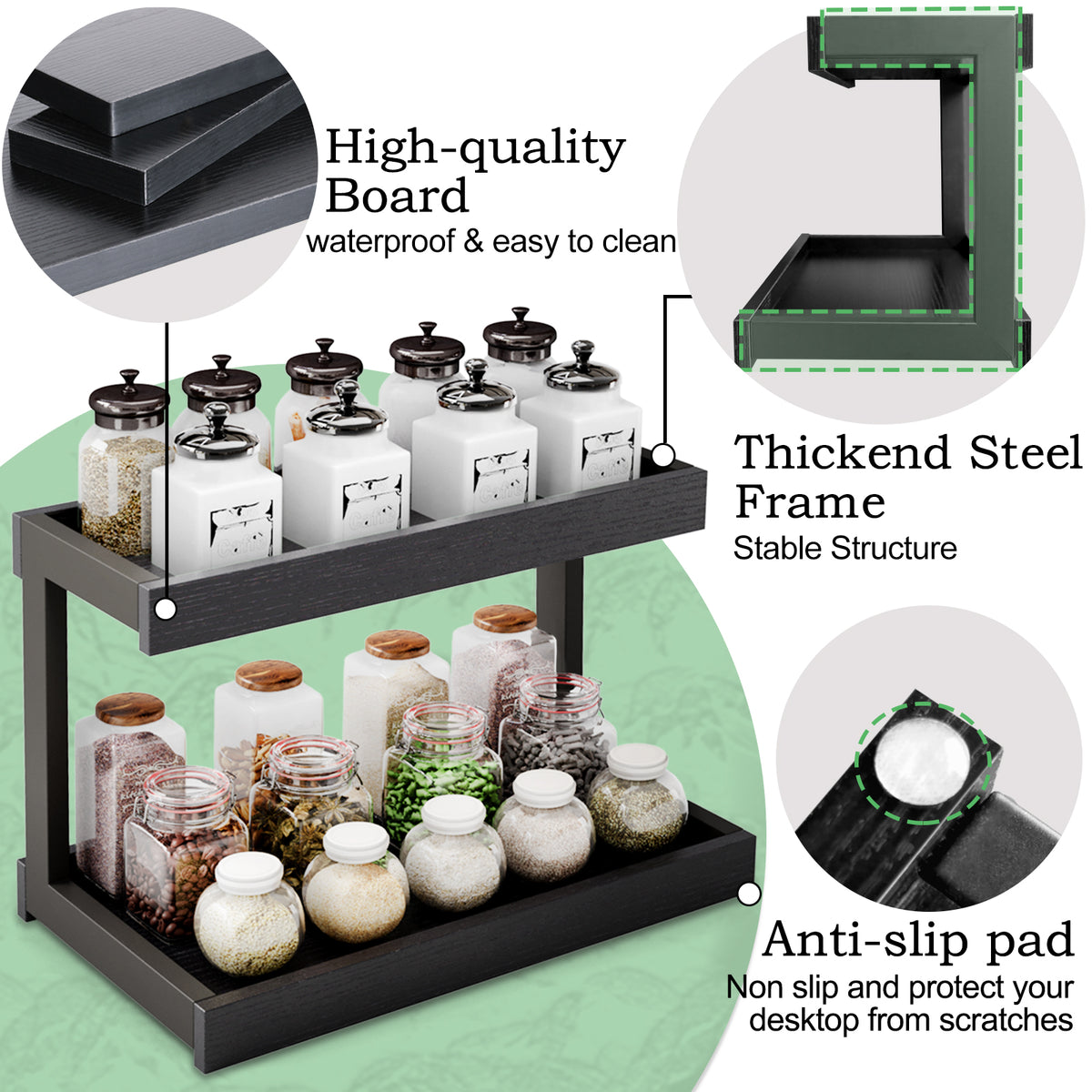 Teamix Counter Shelf Organizer, 15.75 × 8.86 × 10.8 in Spice Rack & Coffee Station Shelf