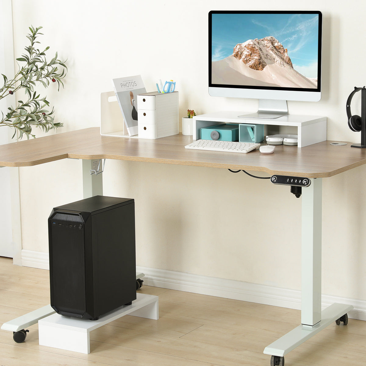 Teamix 2-Pack 20" Monitor Stand Risers with Keyboard Storage