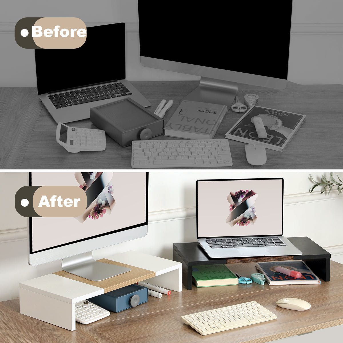 Teamix Monitor Stand Riser 20 Inch with Storage for Desk