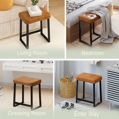 Teamix Vanity Stool Chair, 19" Makeup Stool with Footrest, 500 lb Capacity