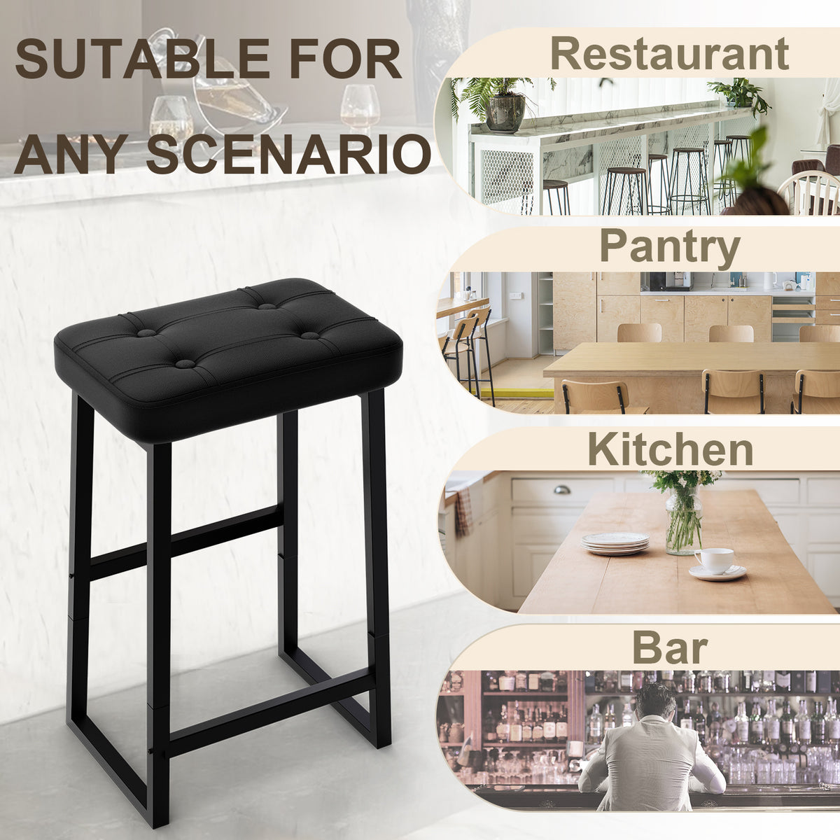 Teamix 26" Counter Height Bar Stool with Footrest