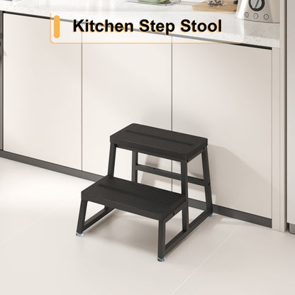 Teamix 2-Step Stool for Adults, 500 lb Heavy-Duty Wood Step Stool.