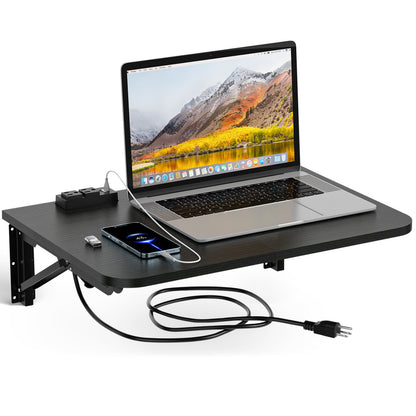 Teamix 22" Wall Mounted Folding Desk with Charging Station
