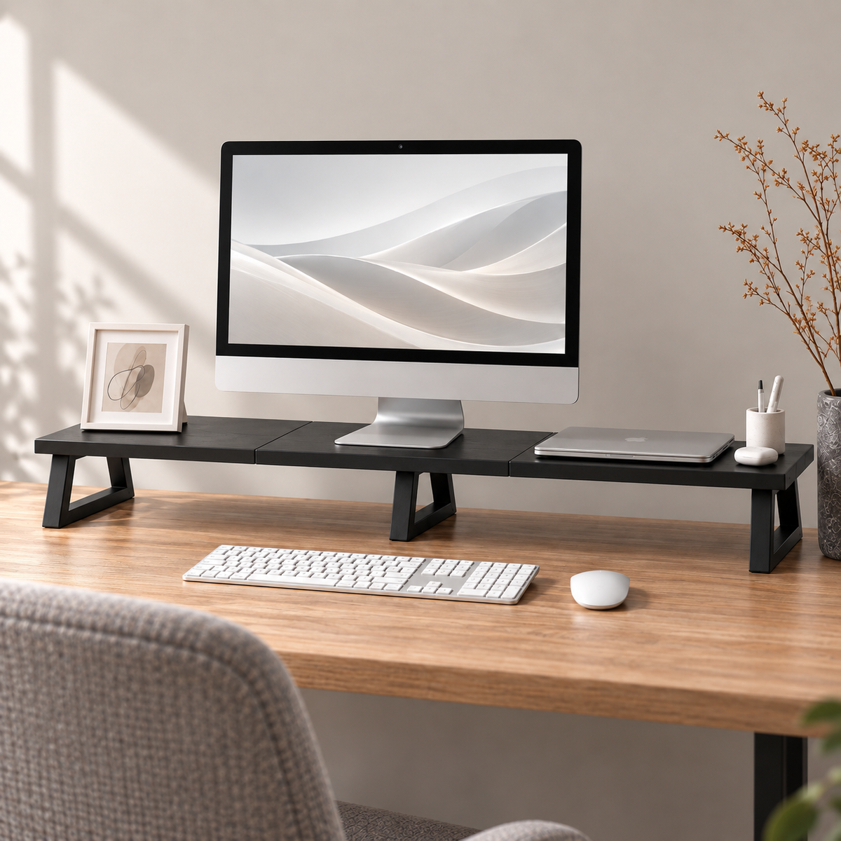 Teamix 42" Large Dual Monitor Stand Riser for Two Screens