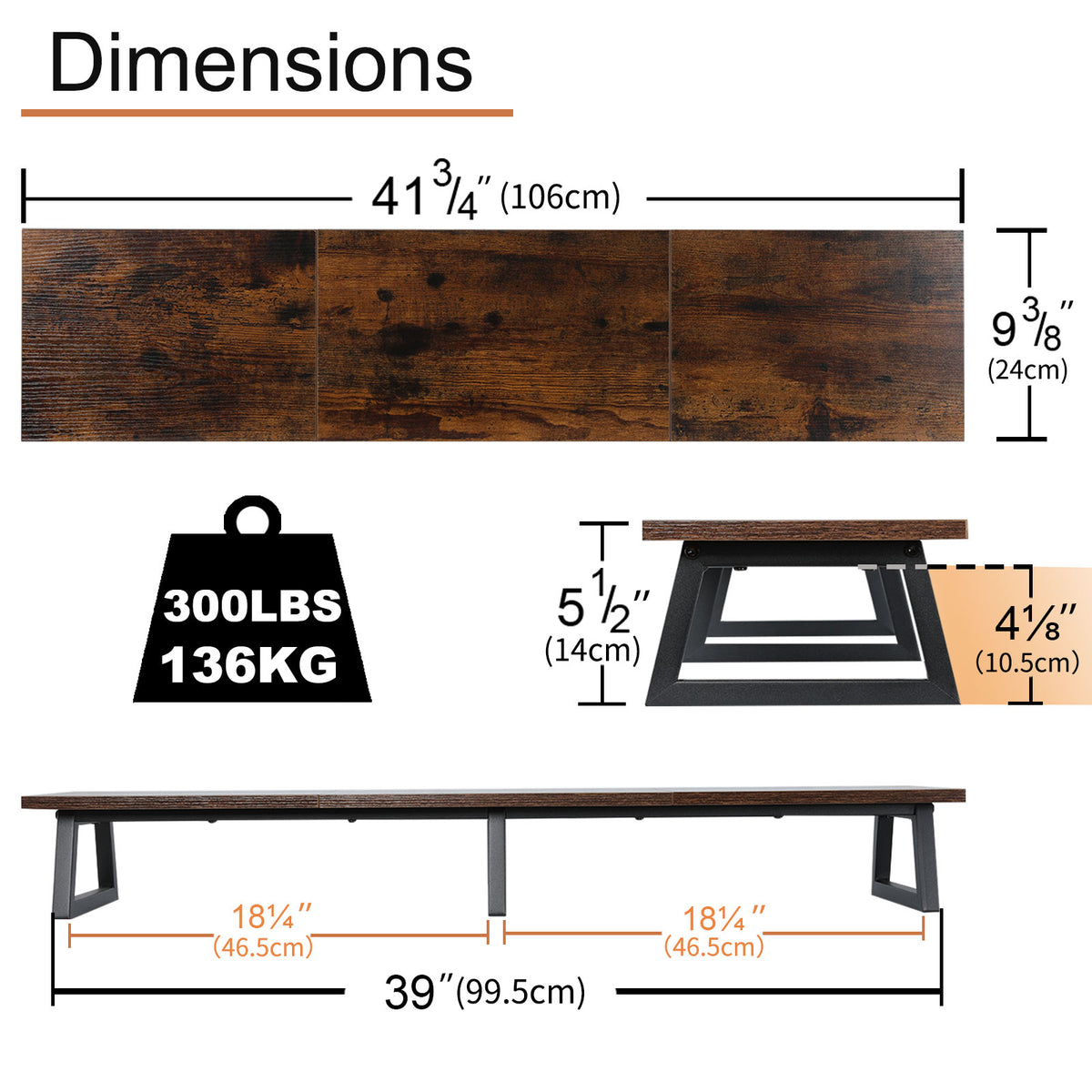 42" Large Dual Monitor Stand Riser for Two Screens