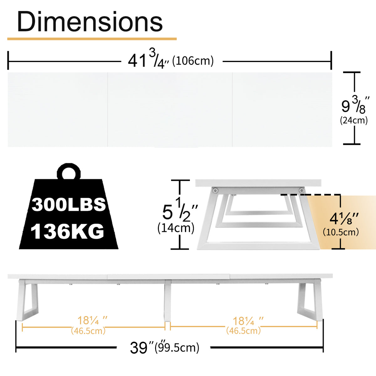 Teamix 42" Large Dual Monitor Stand Riser for Two Screens