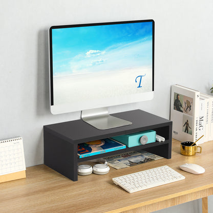 20" Wood Monitor Riser Stand with 2-Tier Storage