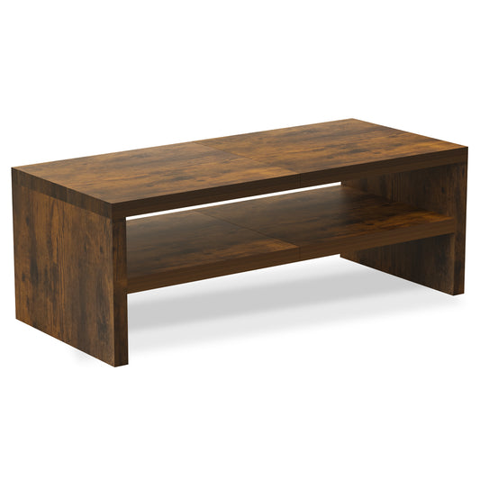 20" Wood Monitor Riser Stand with 2-Tier Storage