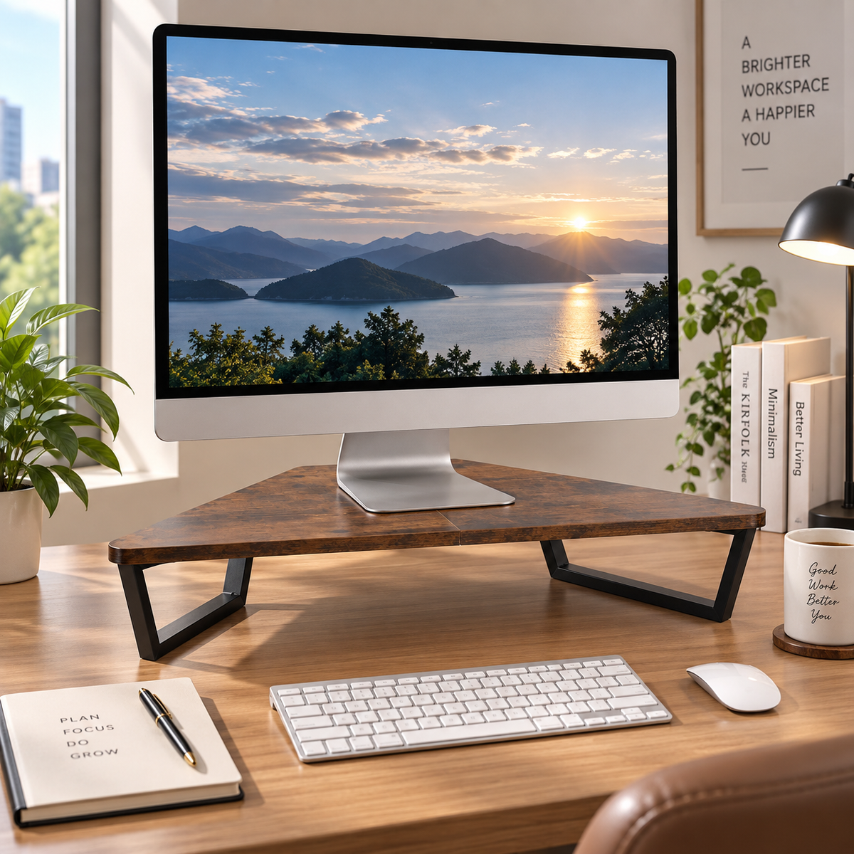 Teamix 26" Corner Monitor Stand Riser for L-Shaped Desks