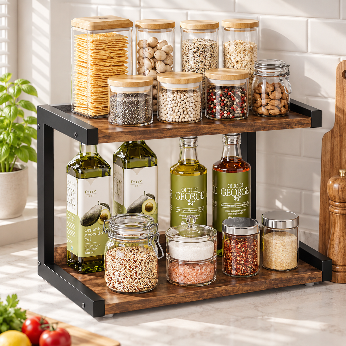 Teamix space-saving counter rack for organized small-space storage