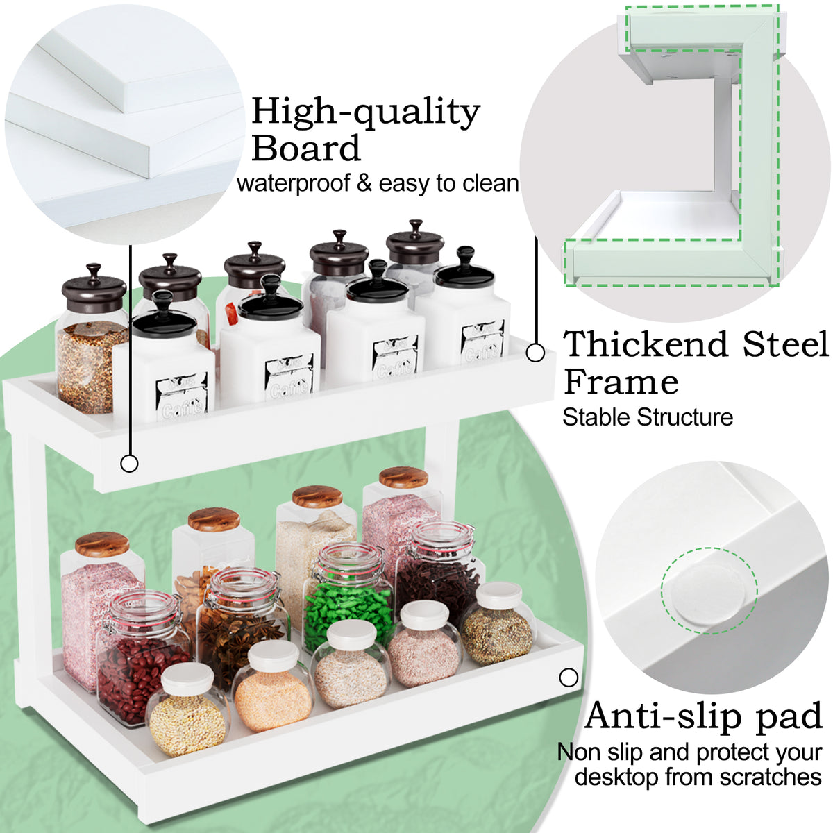 Teamix Counter Shelf Organizer, 15.75 × 8.86 × 10.8 in Spice Rack & Coffee Station Shelf