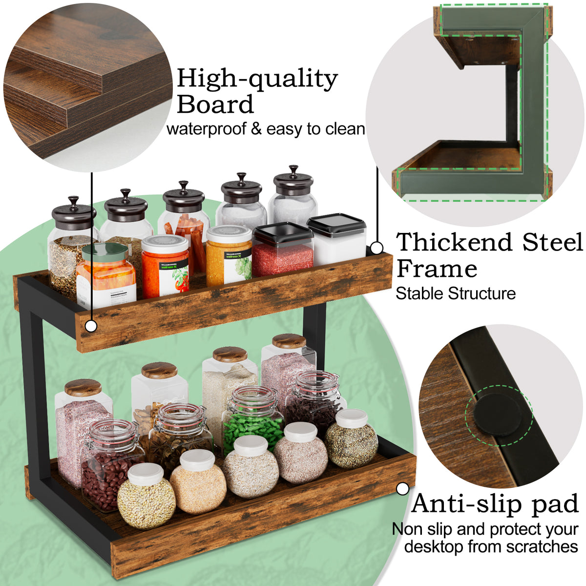 Teamix Counter Shelf Organizer, 15.75 × 8.86 × 10.8 in Spice Rack & Coffee Station Shelf