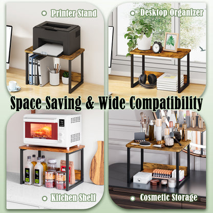 Teamix 2-Tier Printer Stand for Desk with Storage Shelf, 100 lb Capacity