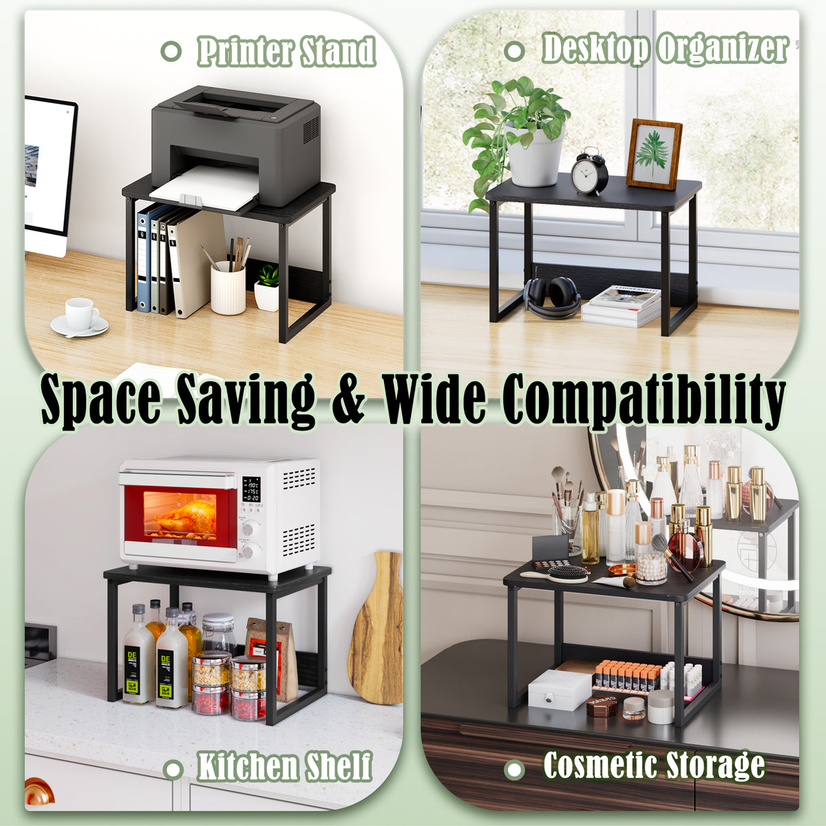 Teamix 2-Tier Printer Stand for Desk with Storage Shelf, 100 lb Capacity