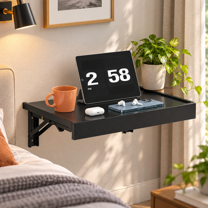Teamix 16.5-inch wall-mounted folding bedside shelf