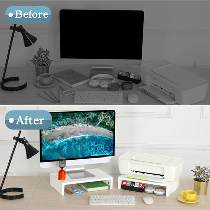 2-Pack 14.2 inch Wood Monitor Stand Riser for Desk