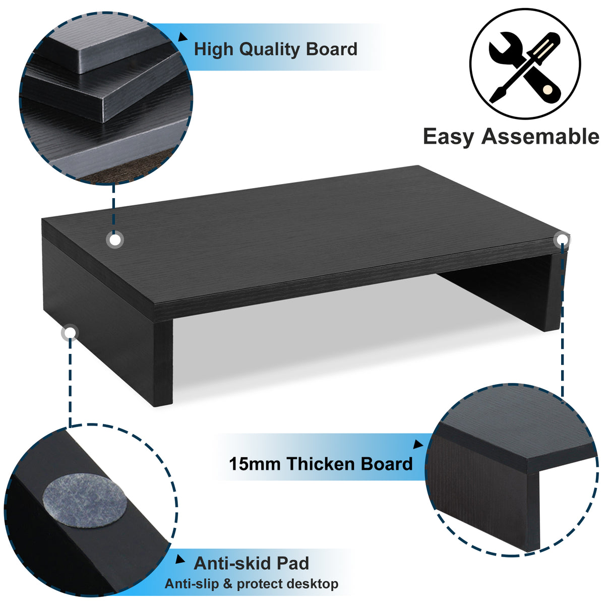 2-Pack 14.2 inch Wood Monitor Stand Riser for Desk