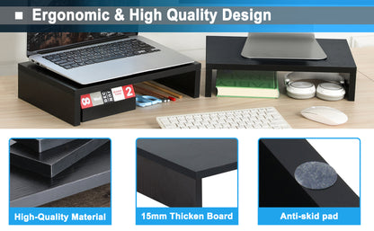 2-Pack 14.2 inch Wood Monitor Stand Riser for Desk