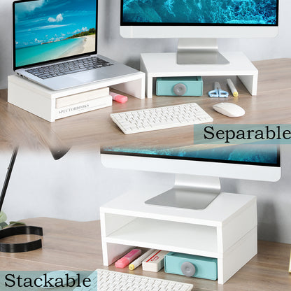 2-Pack 14.2 inch Wood Monitor Stand Riser for Desk