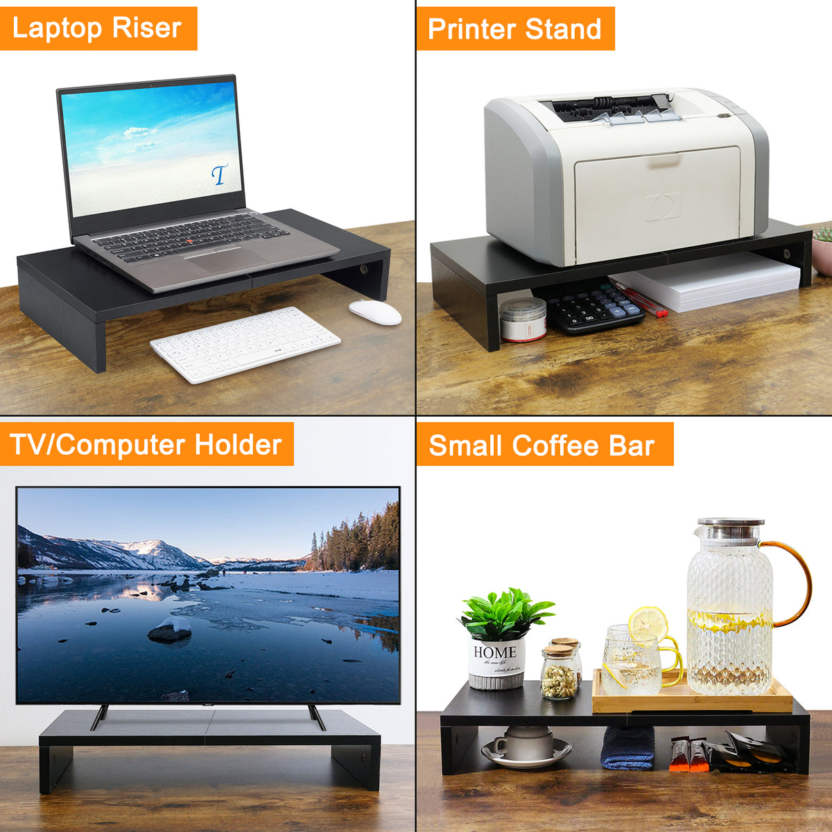 20 Inch Monitor Stand Riser for Desk, Wood Computer Stand