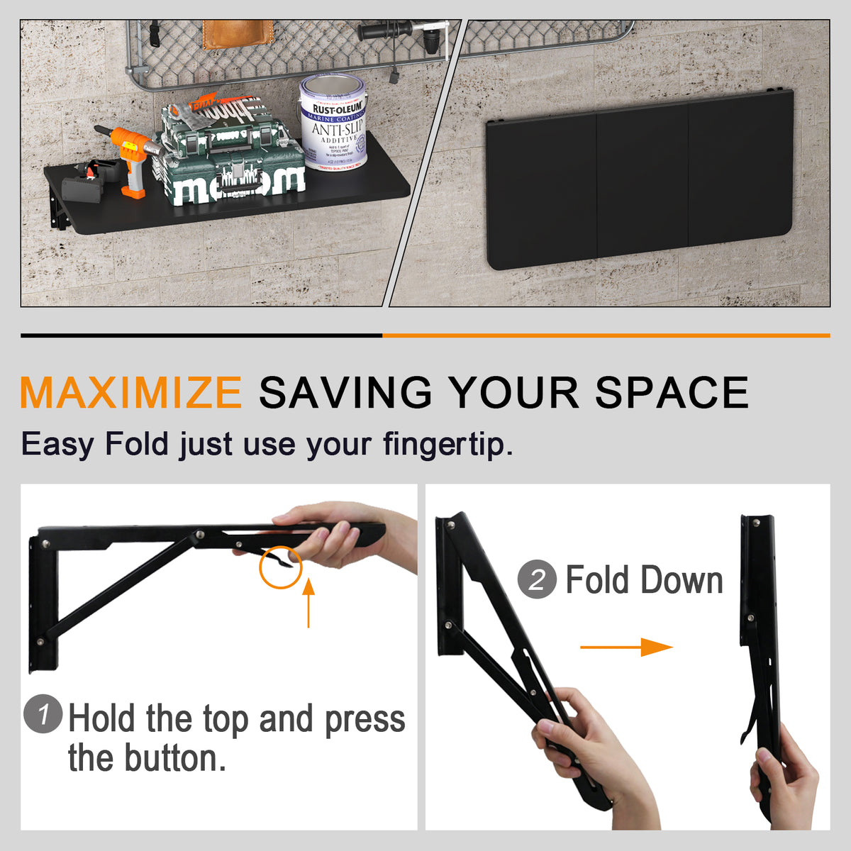 29.9 x 15.7inch, Wall Mounted Folding Desk for Small Spaces