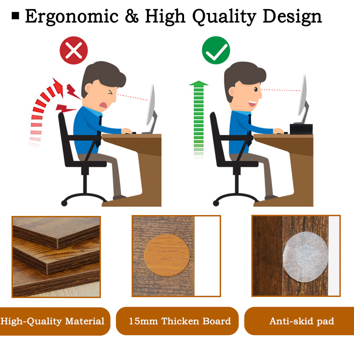 2-Pack 14.2 inch Wood Monitor Stand Riser for Desk