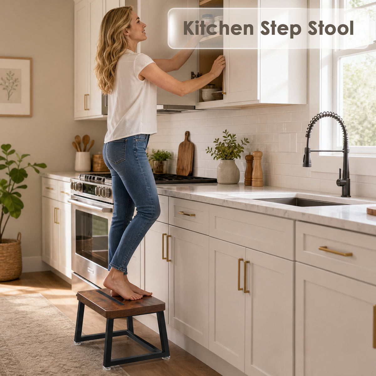 Teamix compact one-step stool for bedside and household use