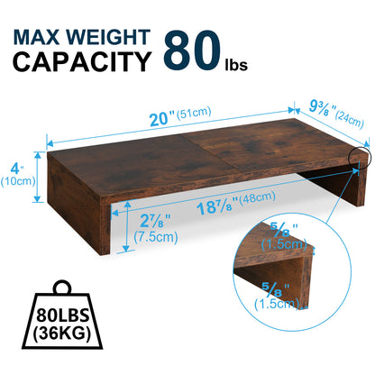 20 Inch Monitor Stand Riser for Desk, Wood Computer Stand