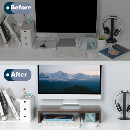 20 Inch Monitor Stand Riser for Desk, Wood Computer Stand