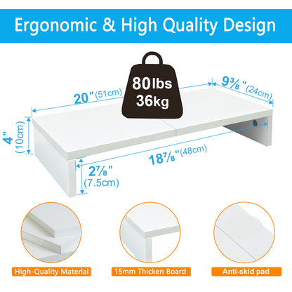 20 Inch Monitor Stand Riser for Desk, Wood Computer Stand