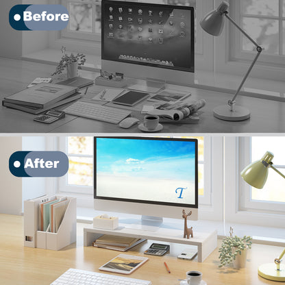 20 Inch Monitor Stand Riser for Desk, Wood Computer Stand