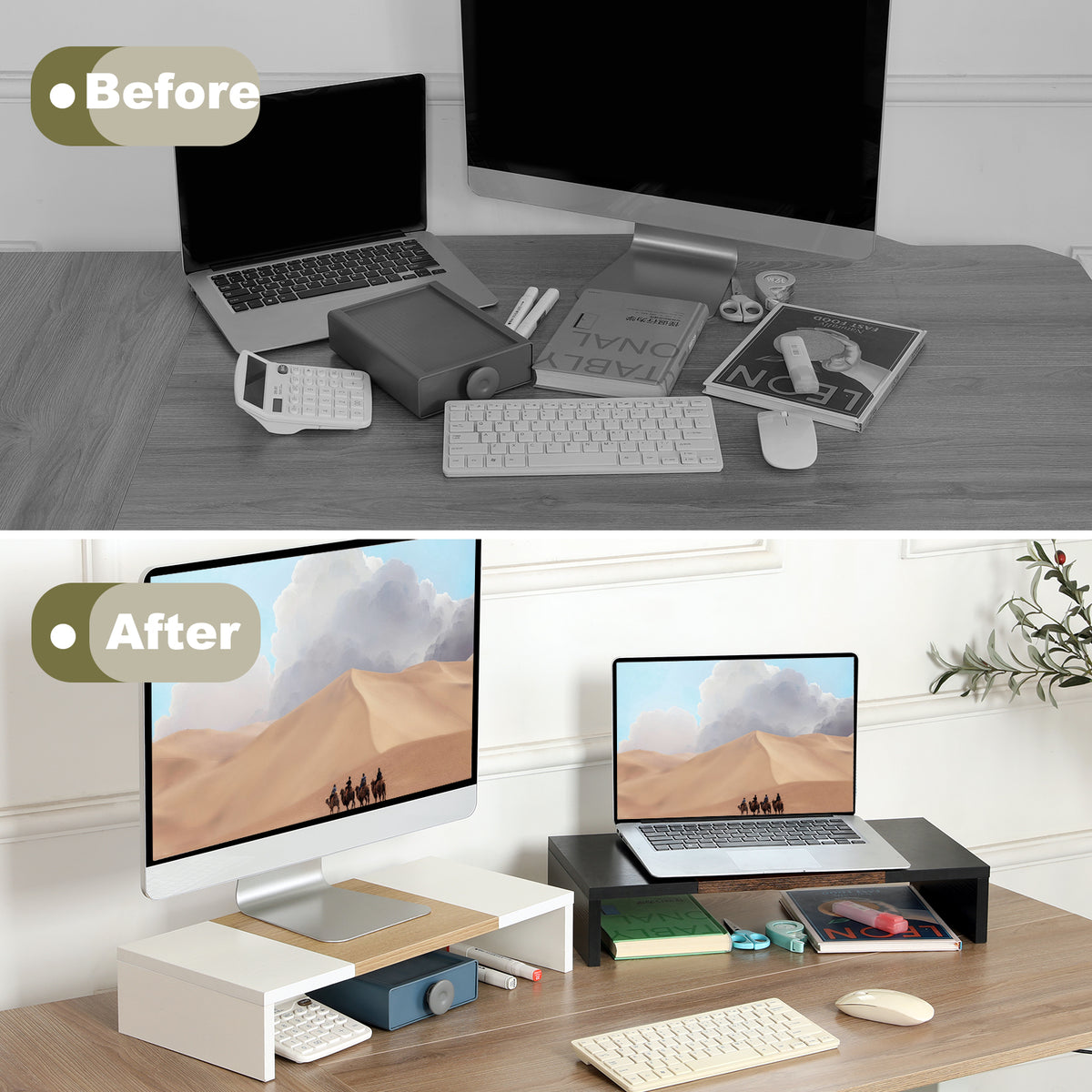 Teamix Monitor Stand Riser 20 Inch with Storage for Desk