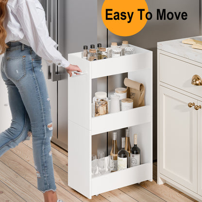 Teamix 3-Tier Slim Rolling Storage Cart, 7.9" Narrow Laundry Kitchen Organizer