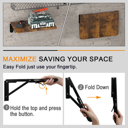 Teamix Wall Mounted Folding Table, 22" Space-Saving Floating Desk