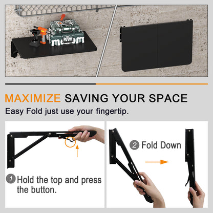Teamix Wall Mounted Folding Table, 22" Space-Saving Floating Desk