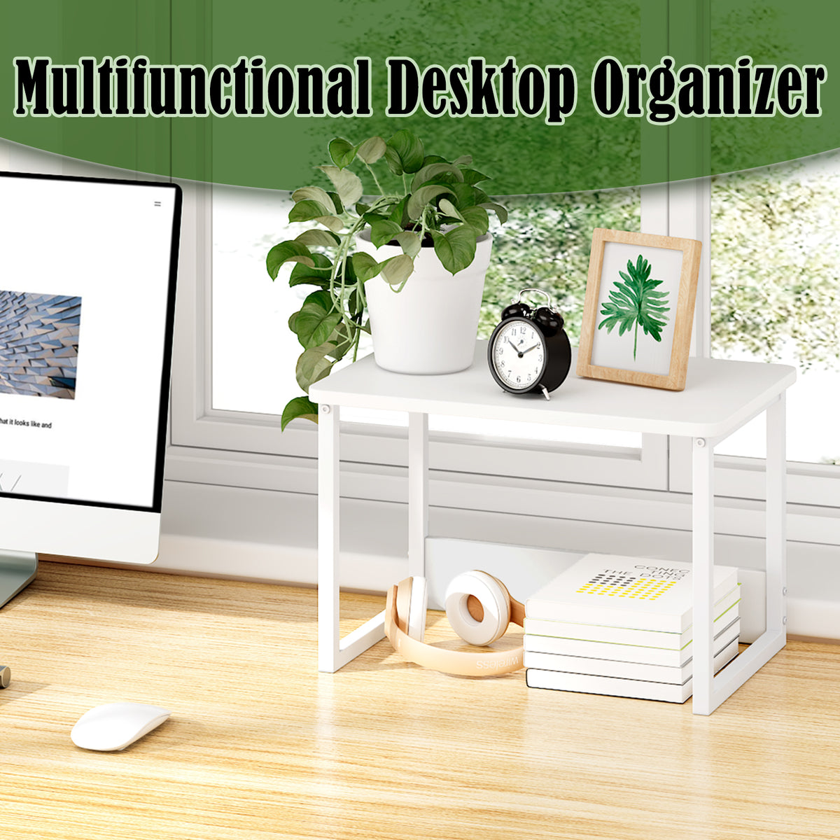 Teamix 2-Tier Printer Stand for Desk with Storage Shelf, 100 lb Capacity