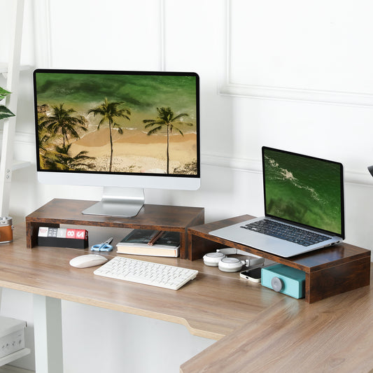Teamix 2-Pack 20" Monitor Stand Risers with Keyboard Storage