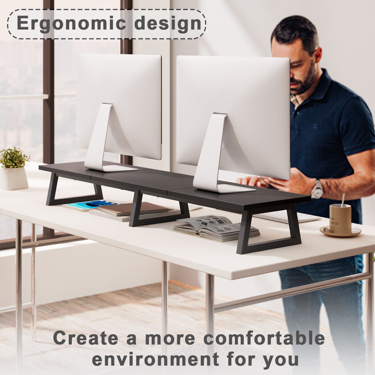 42" Large Dual Monitor Stand Riser for Two Screens