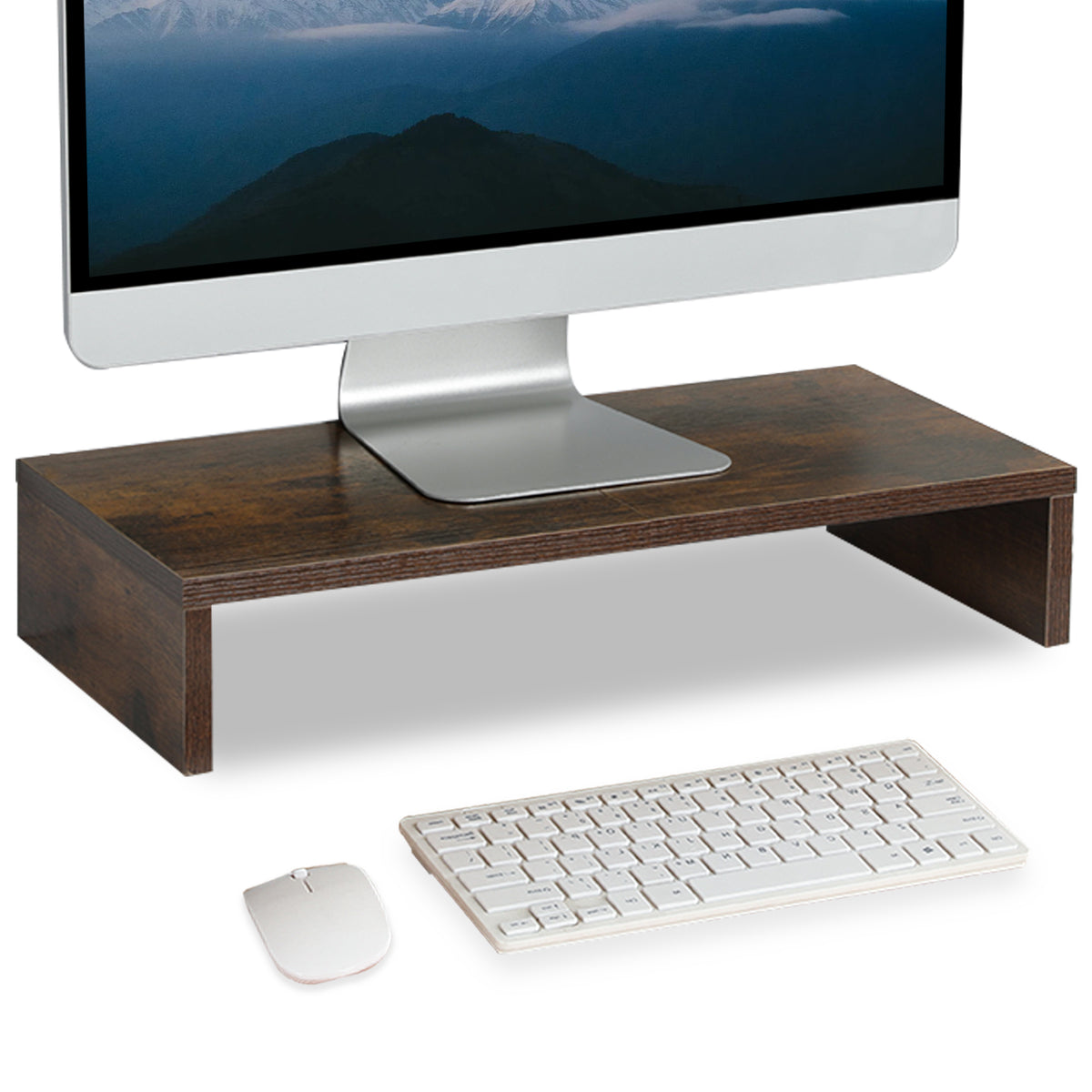20 Inch Monitor Stand Riser for Desk, Wood Computer Stand