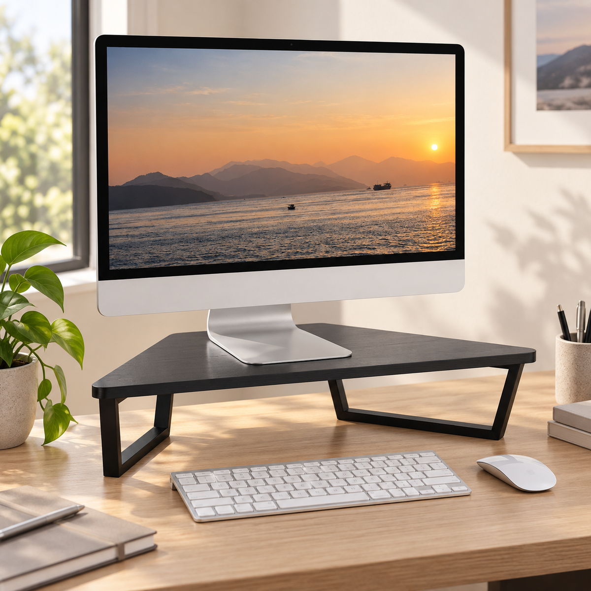 Teamix 26" Corner Monitor Stand Riser for L-Shaped Desks