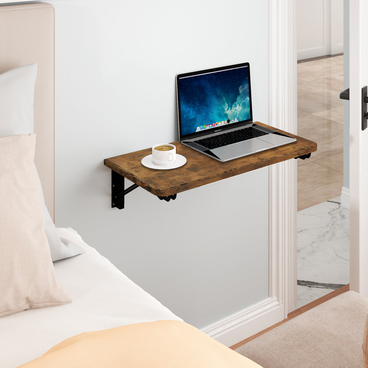 Wall Mounted Folding Table, Floating Desk for Small Spaces