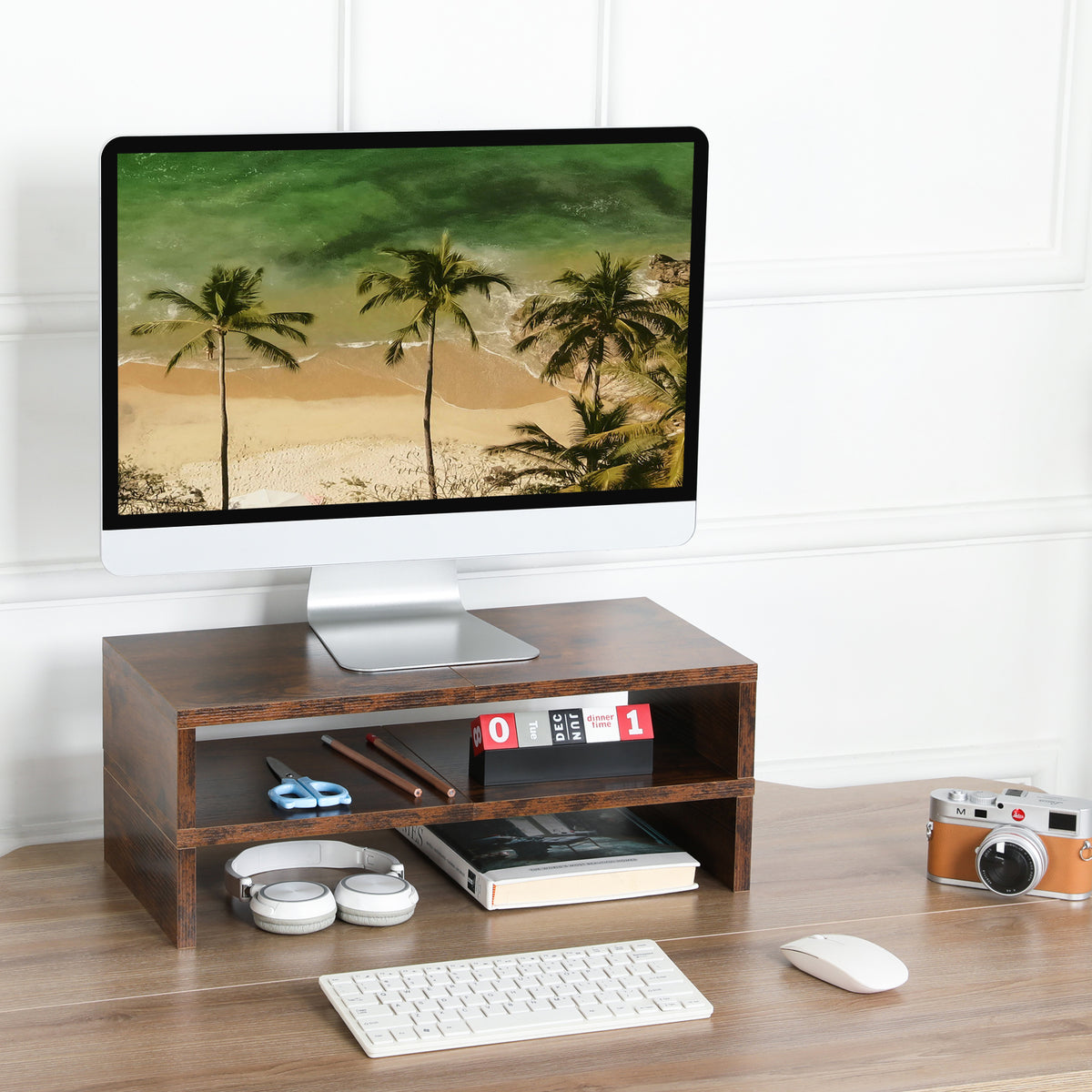 Teamix 2-Pack 20" Monitor Stand Risers with Keyboard Storage
