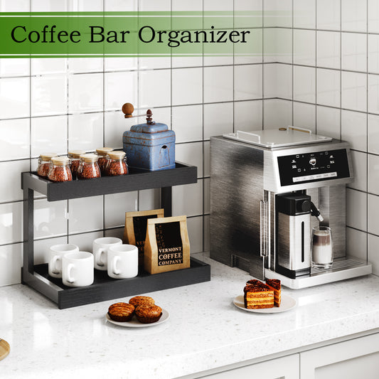 Teamix Counter Shelf Organizer, 15.75 × 8.86 × 10.8 in Spice Rack & Coffee Station Shelf