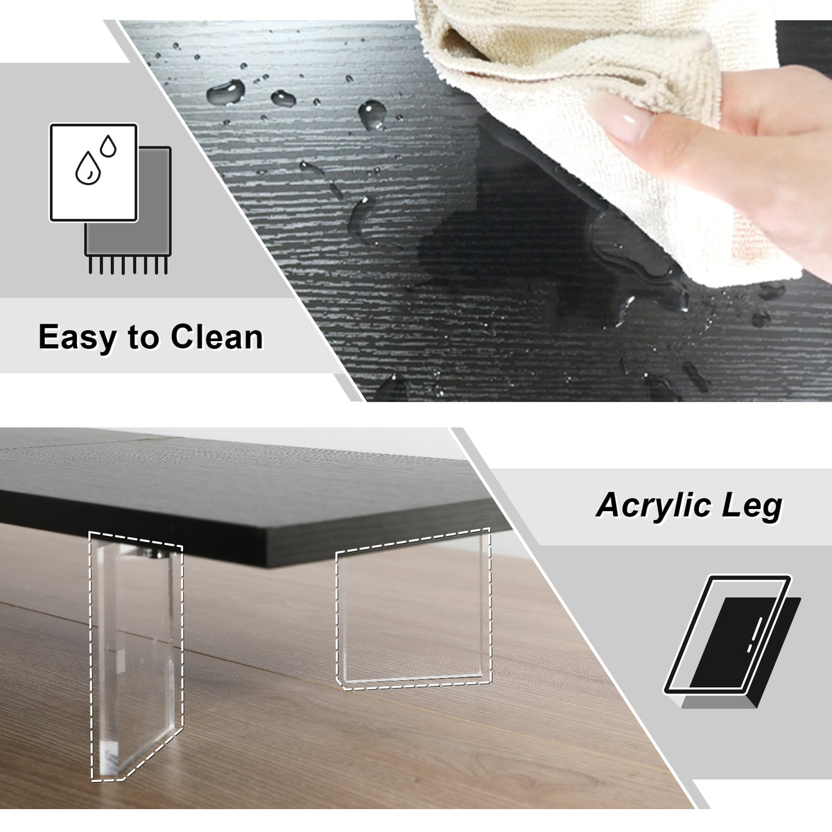 Teamix 39.4" Dual Monitor Stand Riser with Drawer & Acrylic Legs
