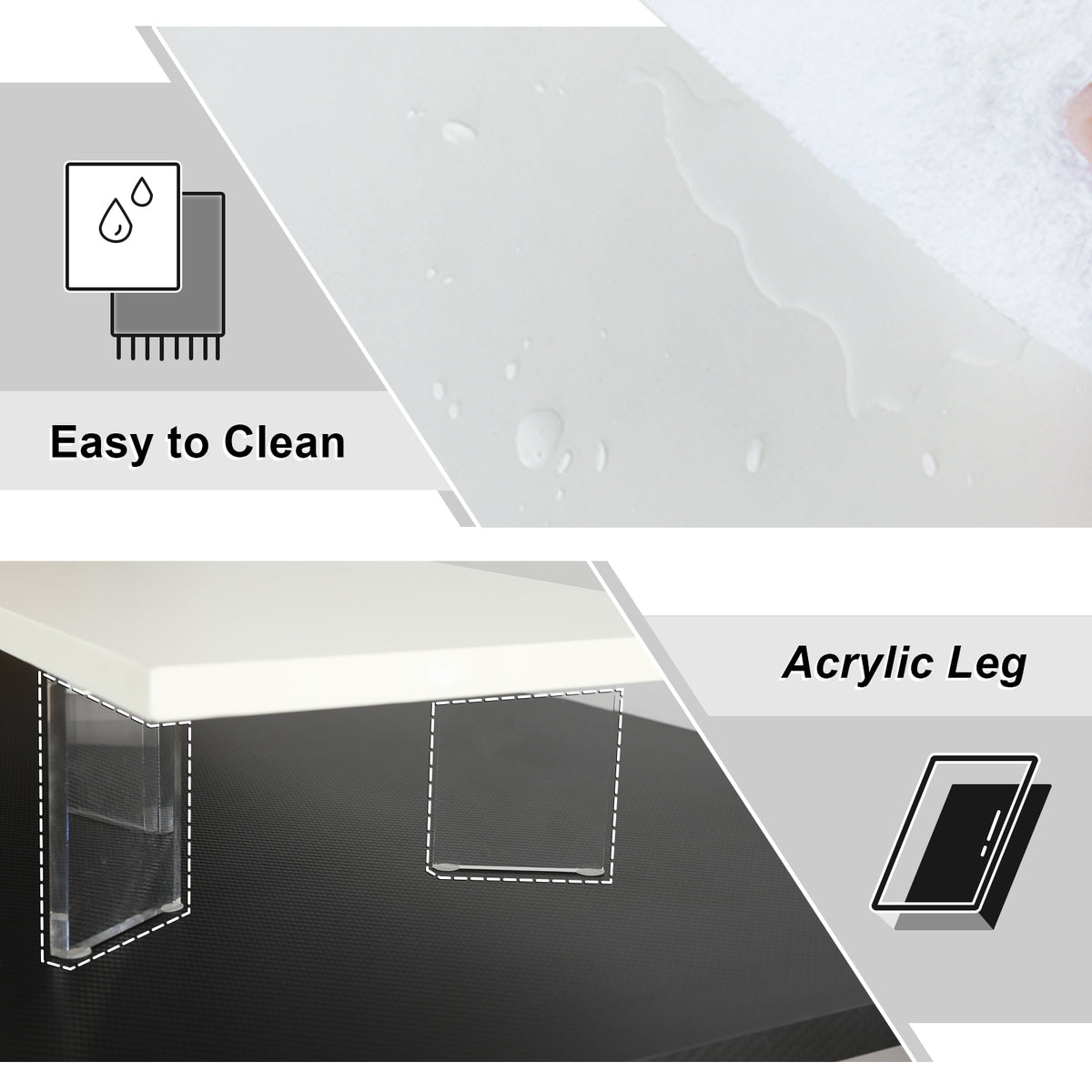 Teamix 39.4" Dual Monitor Stand Riser with Drawer & Acrylic Legs