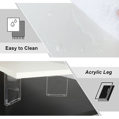 Teamix 39.4" Dual Monitor Stand Riser with Drawer & Acrylic Legs