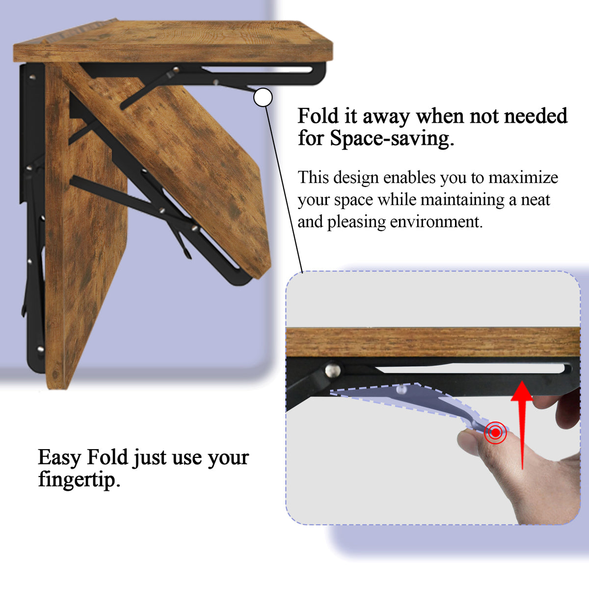Wall Mounted Folding Table, Floating Desk for Small Spaces