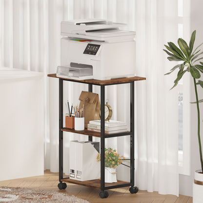 Teamix Rolling Printer Stand, 3-Tier 22" Mobile Printer Cart with Adjustable Shelf