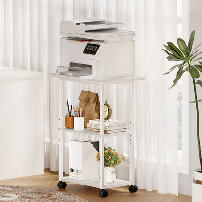 Teamix Rolling Printer Stand, 3-Tier 22" Mobile Printer Cart with Adjustable Shelf